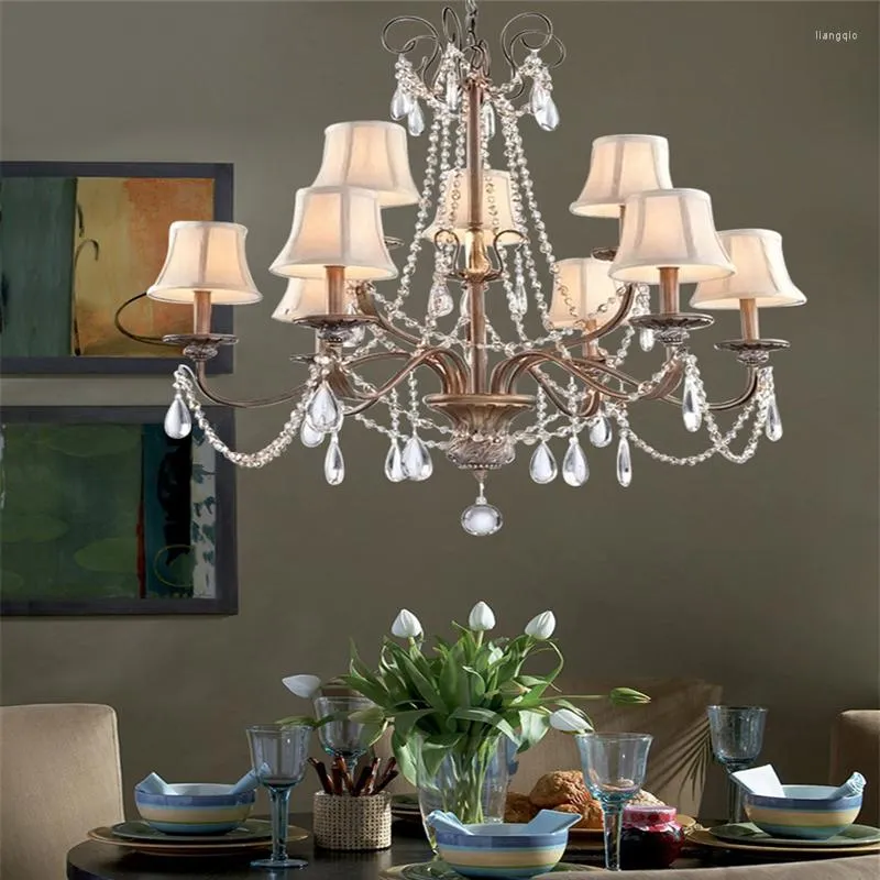 Ljuskronor K9 Crystal Luxurious American European Classical Art Deco Suspension Lighting vardagsrum hängande lampa