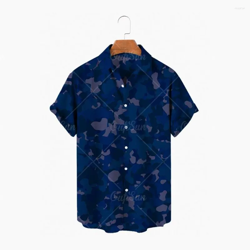 Męskie koszule 2022 Button Street Fashion 3D Printing Męska koszula Slim Lapel z krótkim rękawem