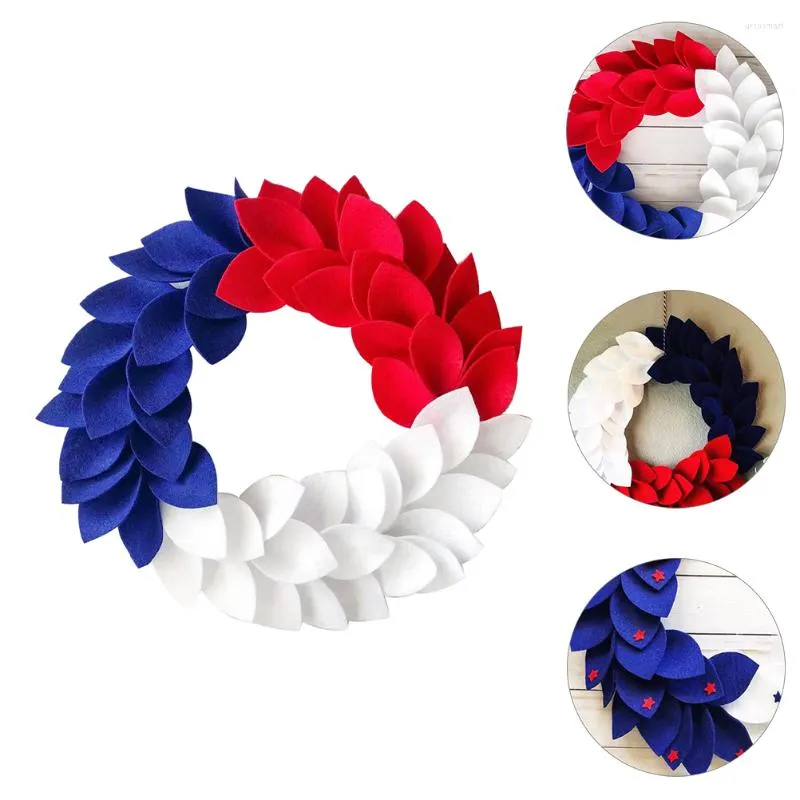 Decoratieve bloemen krans patriottische Amerikaanse dag bloemengsluchtvlag Onafhankelijkheid July Party Doorhanging Supplies 4th US Spring USA