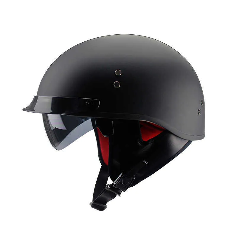 Helmy rowerowe Voss Vintage Motorcyc Helmet Scooter Half Hełm z wbudowanym NS Visor Casco Moto Helm Moto Capacete Para Dot L221014