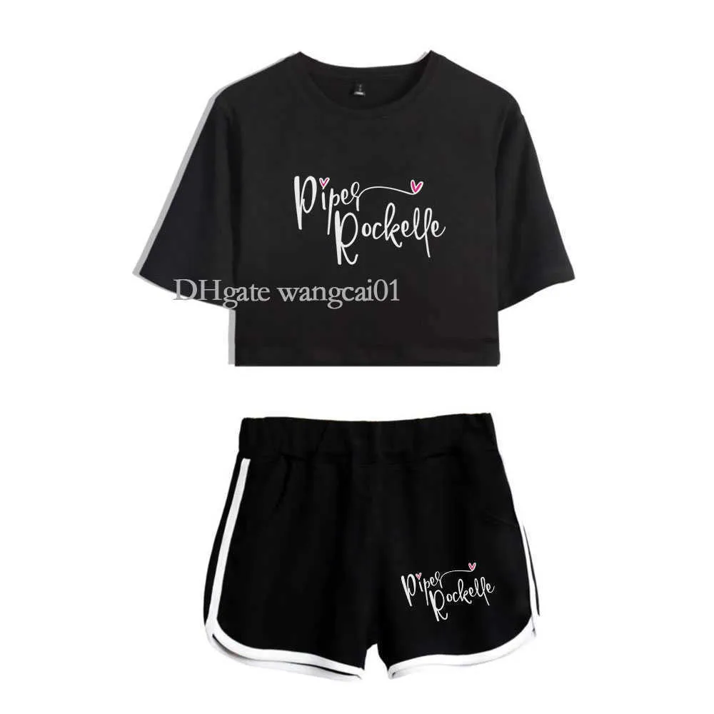 Agasalhos femininos 2020 Piper Rockel Merch conjunto de duas peças Shorts femininos Piper Rockel Cool Print verão cintura elástica macia shorts quentes 1018H22