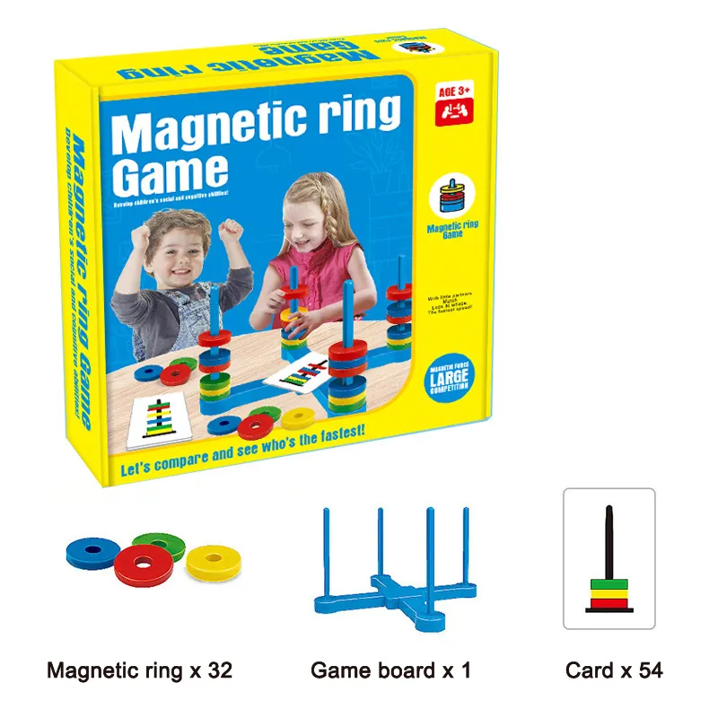 감압 장난감 보드 게임 토프 트렌드 마그네틱 링 매칭 아이 스템 과학 재미있는 가족 매치 카드 게임