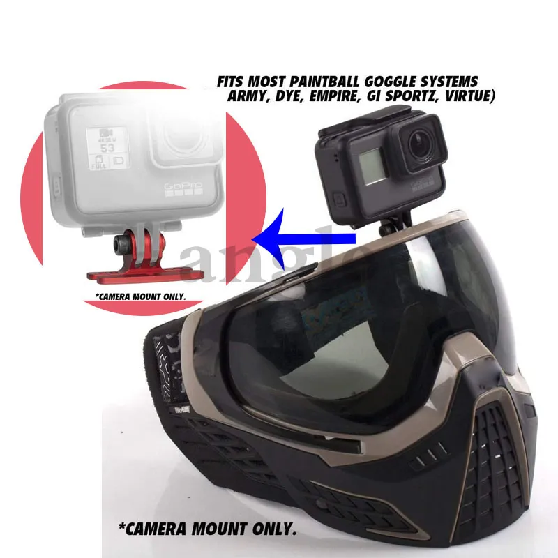 Goggle 카메라 마운트 금속 알루미늄 CNC Empire EVS Go Pro Hero 8 Black Red Silver Gold Dye I5 마스크 미덕 Gi Sportz Mounts 페인트 볼 브래킷 어댑터