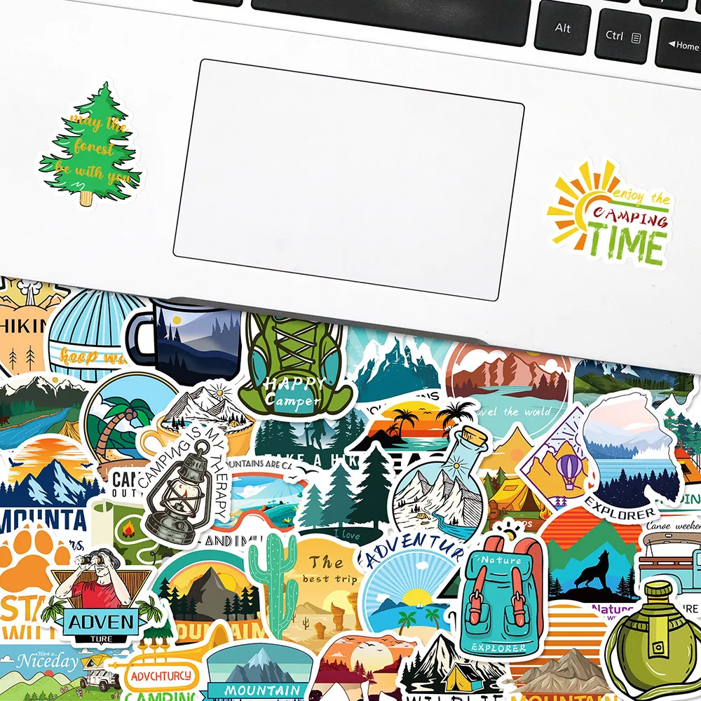50 stks Outdoor Travel Landscape Cartoon Stickers Skateboard koelkast Guitar Laptop Travel Cool Graffiti Decal Sticker