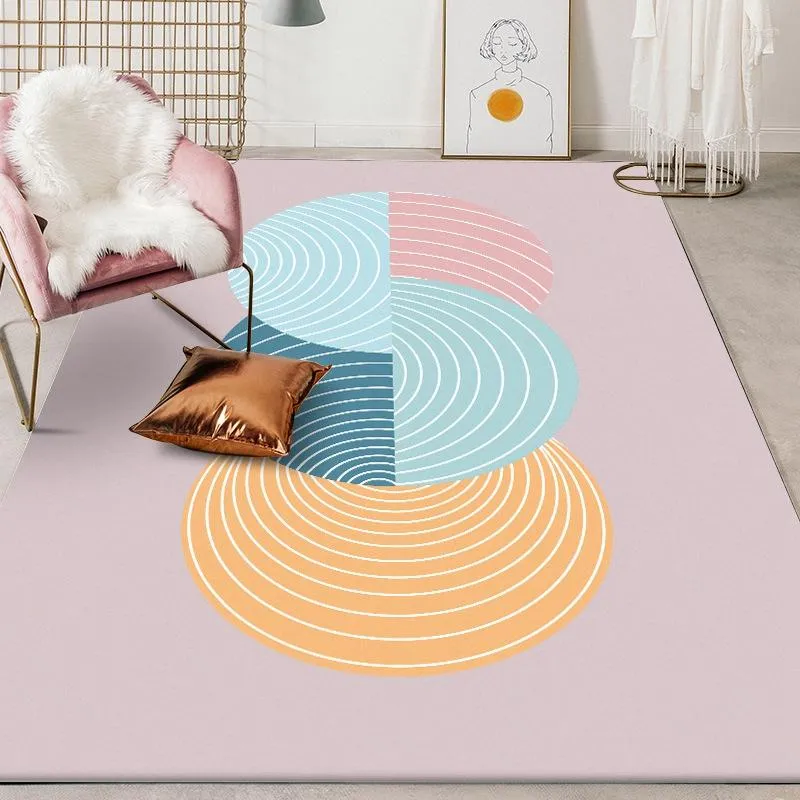 Tapijten Noordse stijl kinderkamer speelruimte tapijten salon creatief blauw geel roze cirkel decor tapete antislip grote vloermatten