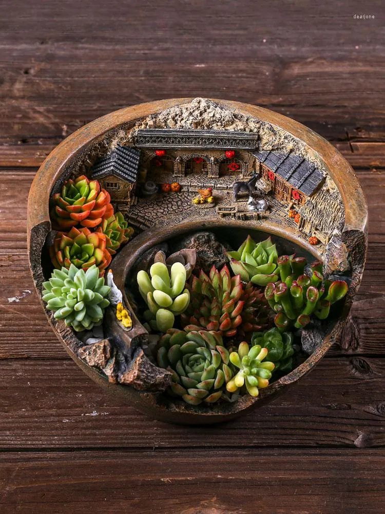 Vasi retrò creativo in stile cinese casa vaso di fiori decorazione paesaggistica desktop interno asparagi felce bonsai balcone giardino