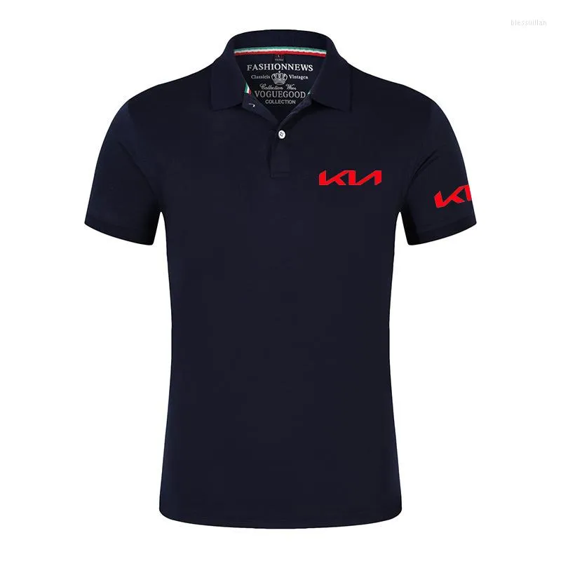 Men s Polos 2022 Summer Polo Shirt Kia Motors Logo Printing Fashion Pure Cotton Comfortable Casual Color Hip Hop T shirt