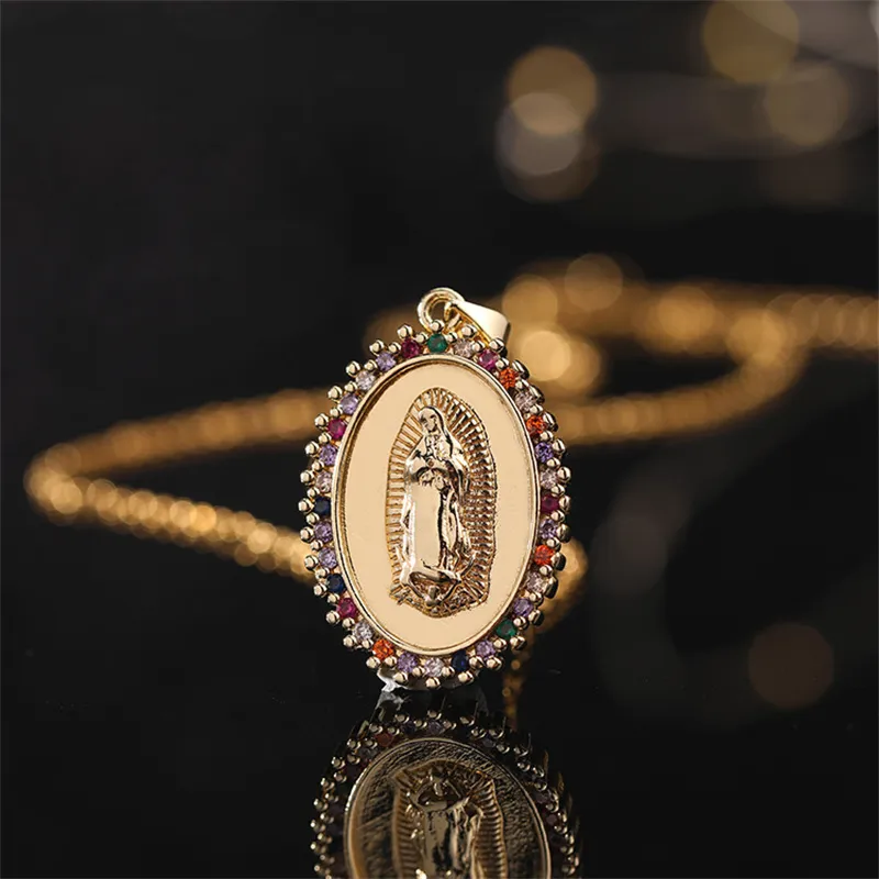 Virgin Mary Necklace for Men Miraculous Medal Stainless Steel Mother of God Pendant De La Virgen Maria Medallion Holy Mary Charm