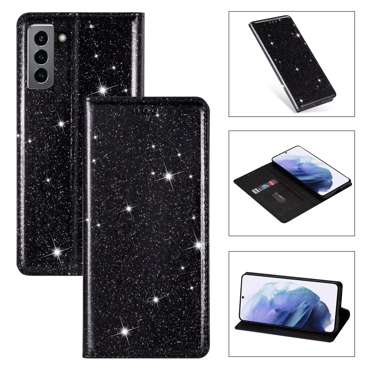 Luxury Phone Cases For Samsung A35 A55 A15 A25 A24 A05 S24 S23 FE Ultra Plus 4G 5G Wallet Leather Glitter Case Luxury Crystal Bling