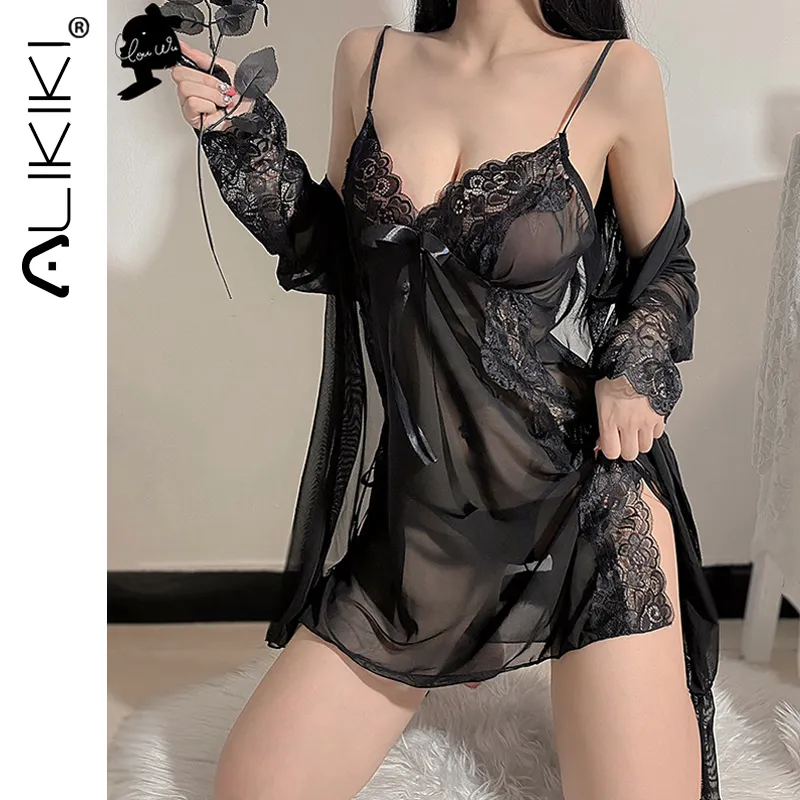 DURINM Babydoll Lingerie Donna Con String Donna Lingerie In Pizzo Babydoll Accappatoio Da Donna Abito Da Notte Perizoma Donna Sexy 104626659 - Foto 2