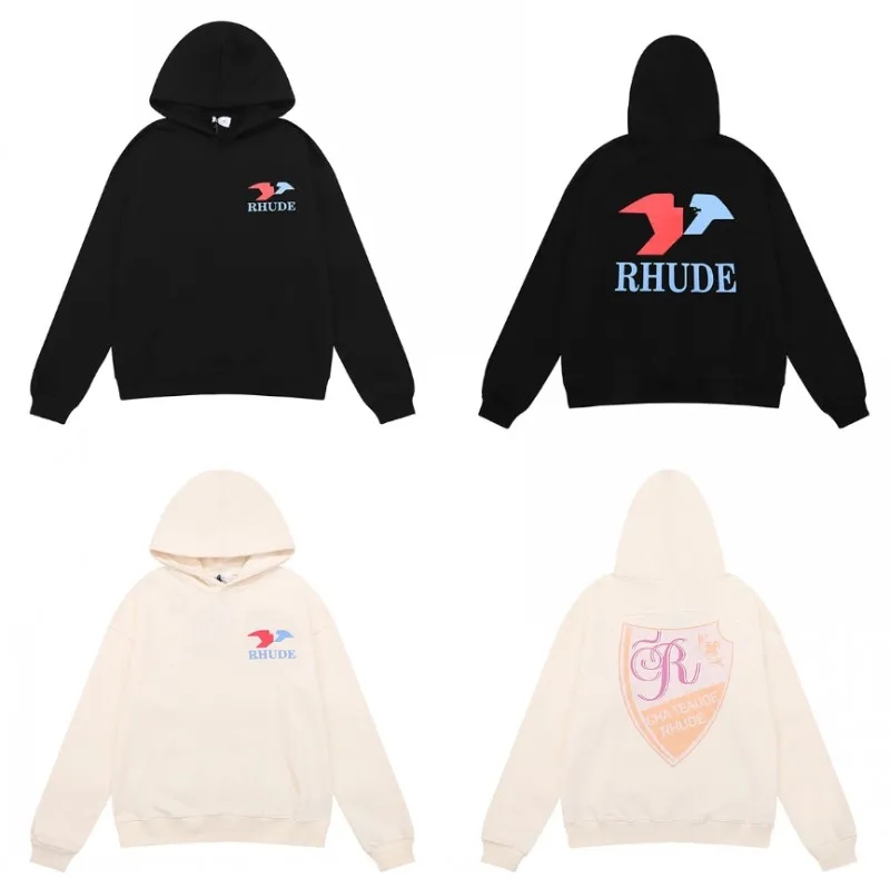 New Mens hoodies RHUDE 후드 남성 여성 디자이너 후드 패션 인기 로고 편지 인쇄 풀오버 가을 스웨터 사이즈 S-XL