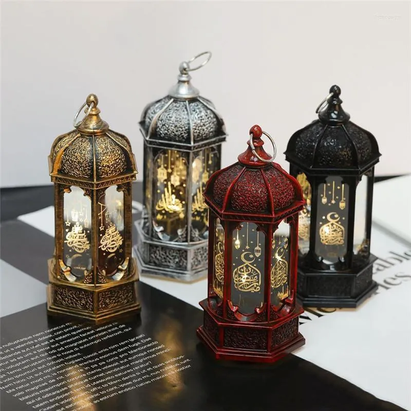 Ночные огни Ислам мусульманский фестиваль Поставки поставки светодиодного ветряного фонаря орнамент Eid Mubarak Light Ramadan Lamp для дома