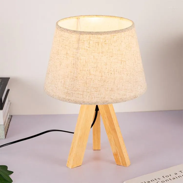 Bordslampor nordisk lampa japansk kreativt trä sovrum sovrum led skrivbord ljus vardagsrum studie tyg läser trä