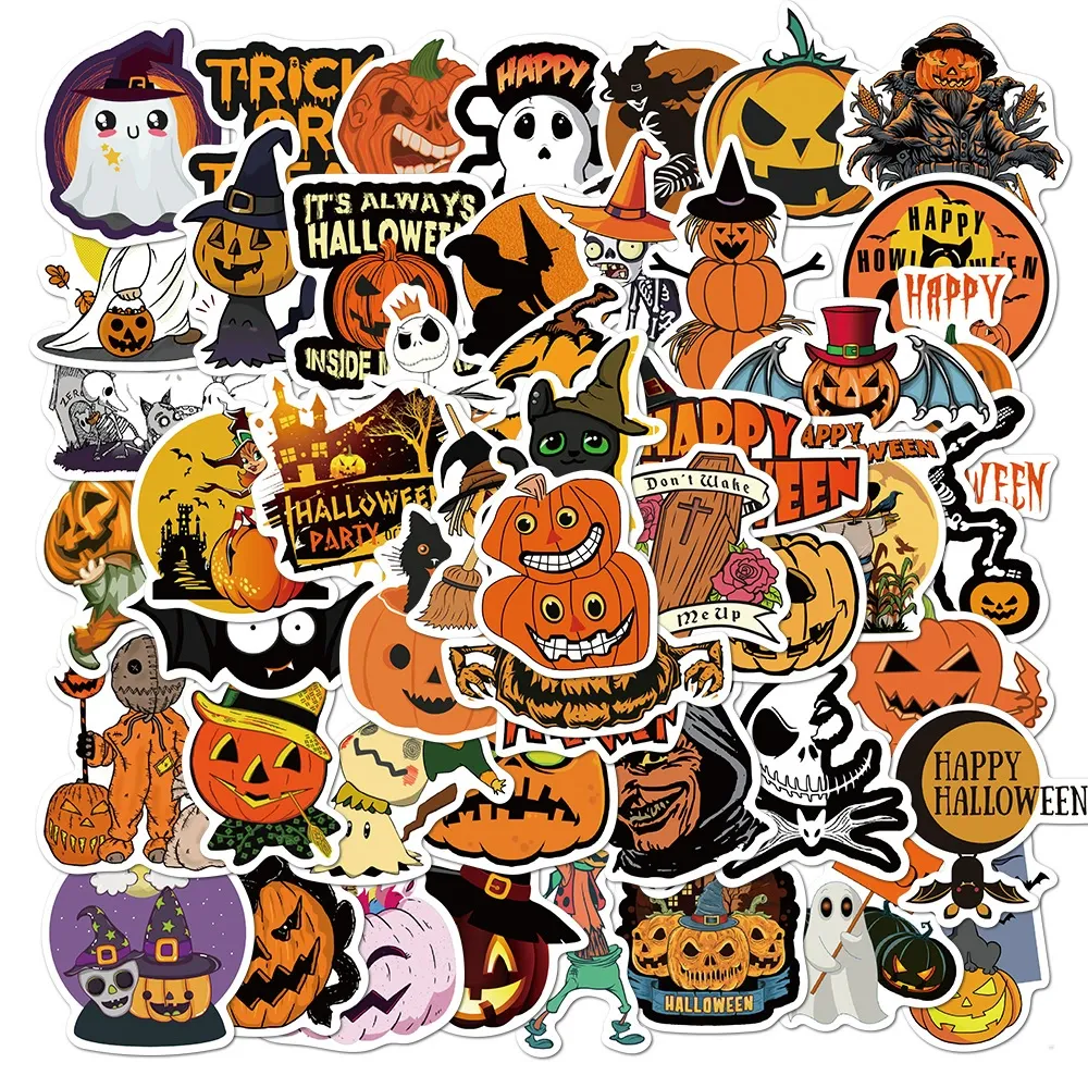 50PCS Halloween Decoration DIY Stickers Pack For Girl Children Boba Bubble Teas Decal Sticker To DIY Stationery Luggage Suitcase Laptop Guitar PC Water Bottles