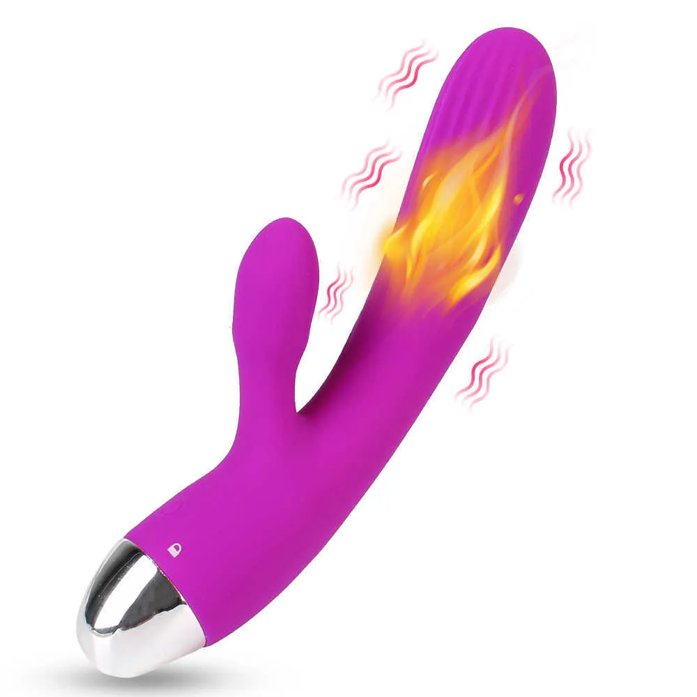 Beauty Items 20cm Rabbit Vibrator for Women Vaginal Clitoris Stimulator Anal Plug Heated Dildo Female Masturbator sexy Toy Erotic Product Shop
