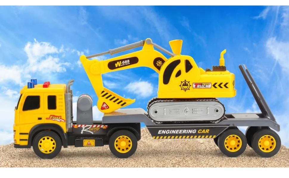 toy trucks,friction powered flatbed truck,excavator toy,big trucks for boys,construction toys,