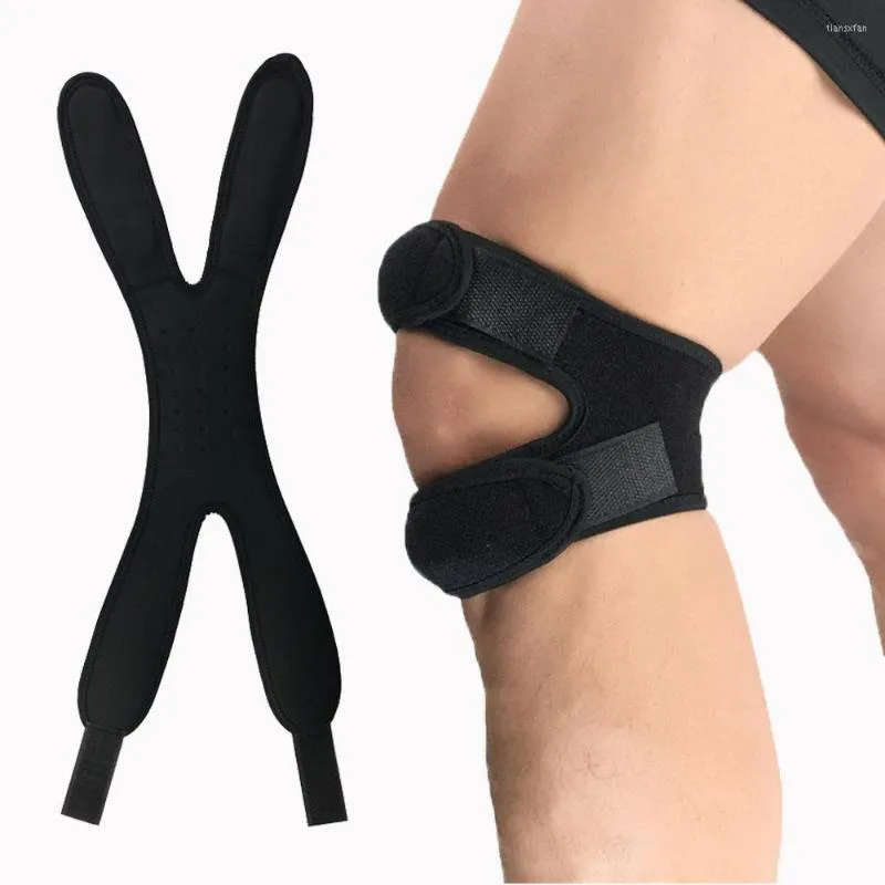 Knee Pads Pressurized Adjustable Patella Strap Sleeve Pad Elastic Braces Hole Kneepad Gym Basketball Cycling