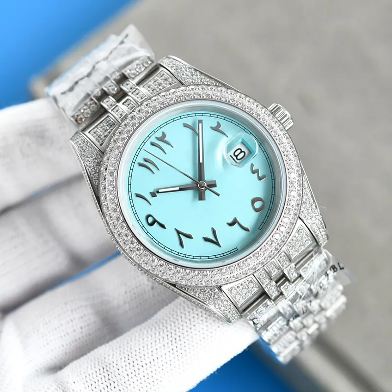 Часы с бриллиантами, автоматический механический механизм, 41 мм, нержавеющая сталь, сапфир, водонепроницаемый мужской браслет Montre De Luxe, модный WristWat209W