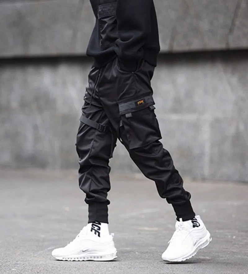 GODLIKEU Tactical Mens Black Cargo Joggers For Men Skinny Elastic