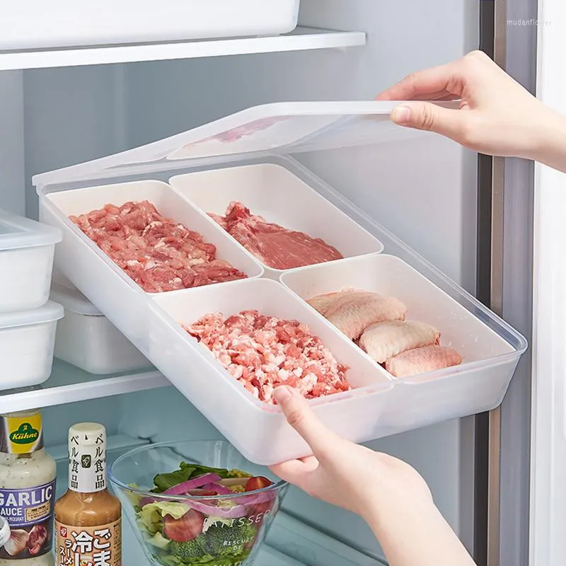 Opslagflessen verdeelde doos met dekselcompartiment transparante container keuken koelkast stapelbare voedselaccessoires