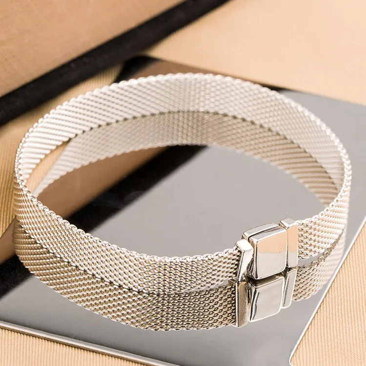 925 Sterling Silver Mesh Bracelet for Women with Cubic 