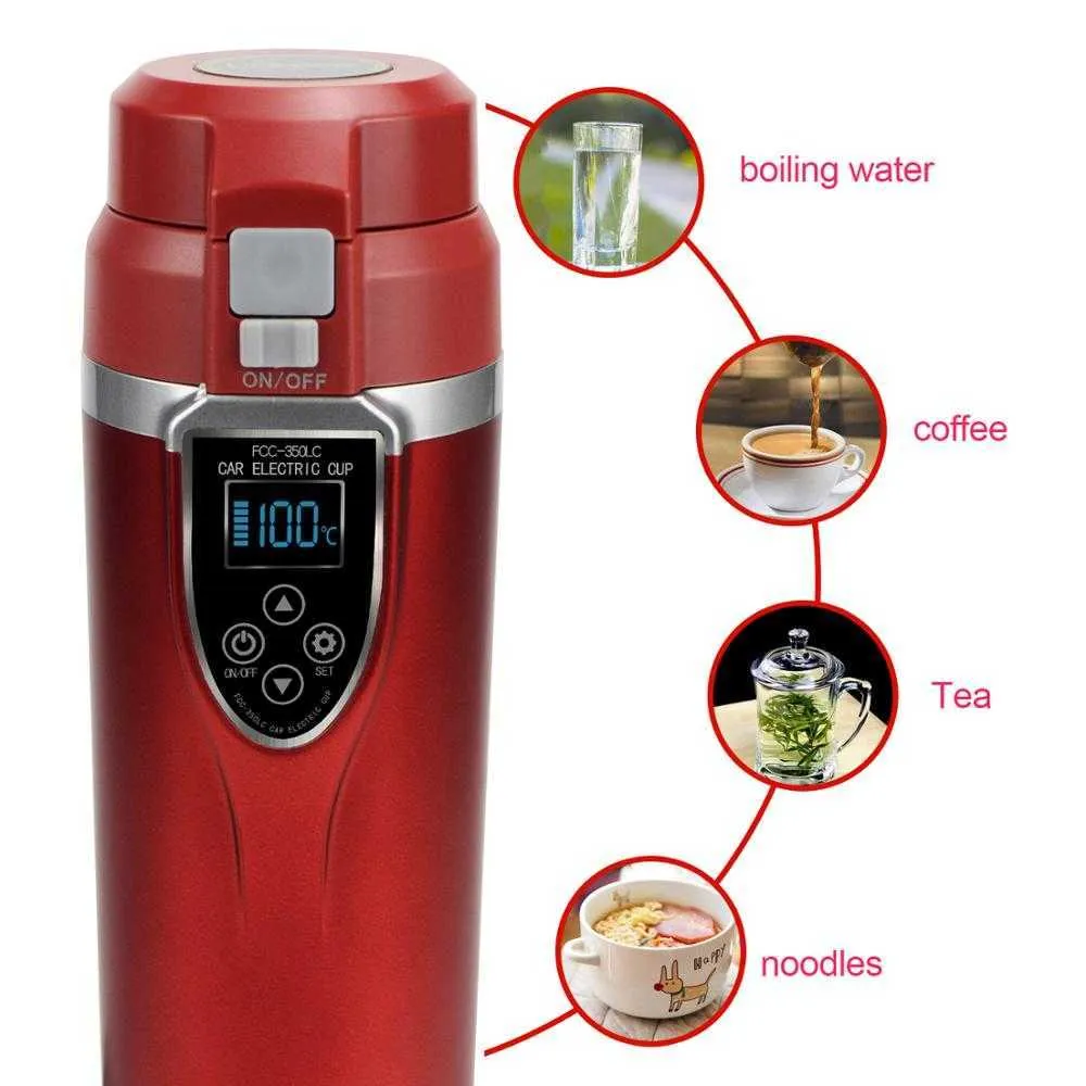 350ml Auto Heizung Cup Intelligente Elektrische Kaffee Maker 304 Edelstahl  Elektrische Wasser Tasse LCD Display Temperatur Wasserkocher - AliExpress