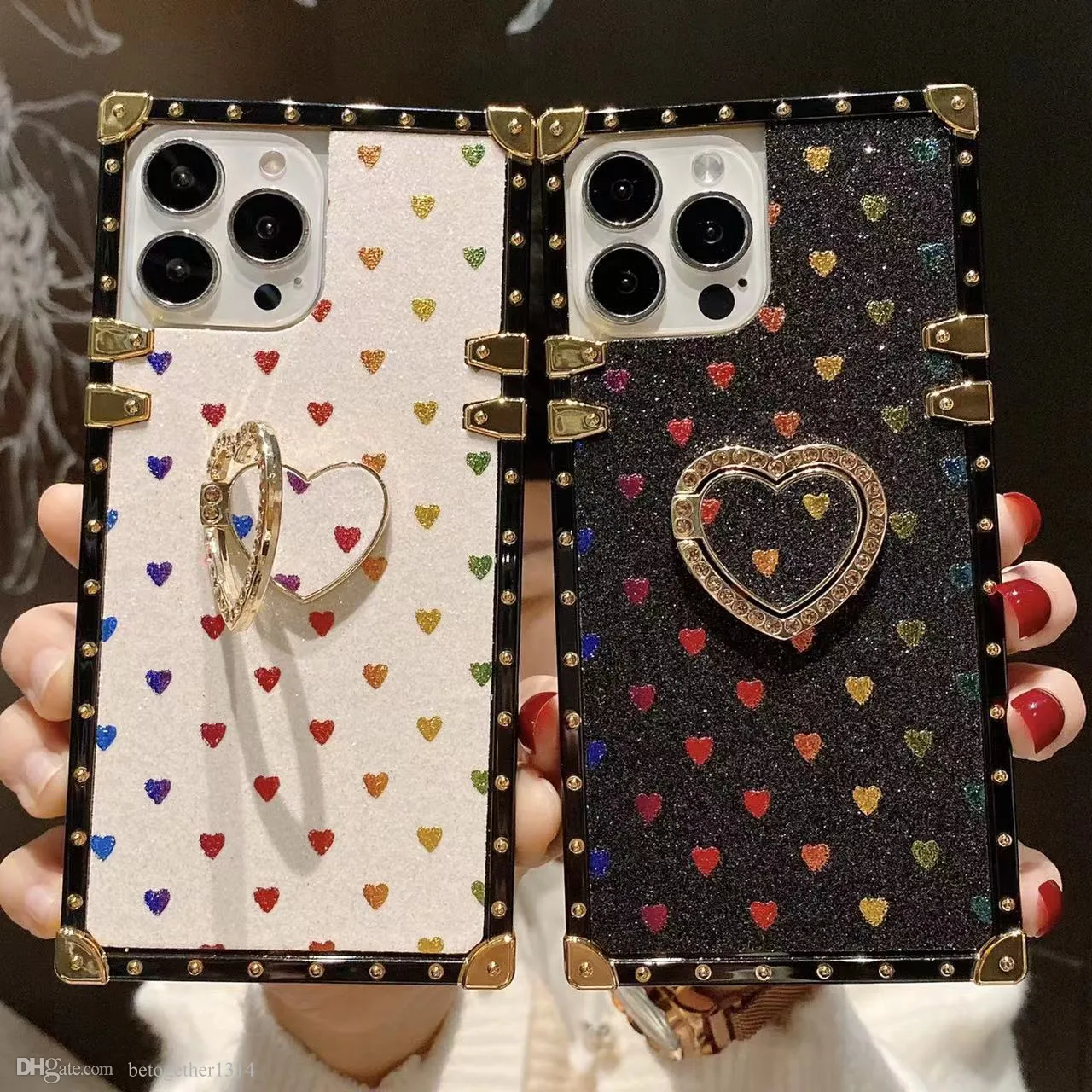 Rainbow Color Star Love Support Telefoonhoesjes voor iPhone 14 Max 13 Pro Max 11 12 13 Mini XS XR 7 8 Plus 6 Square Case Women