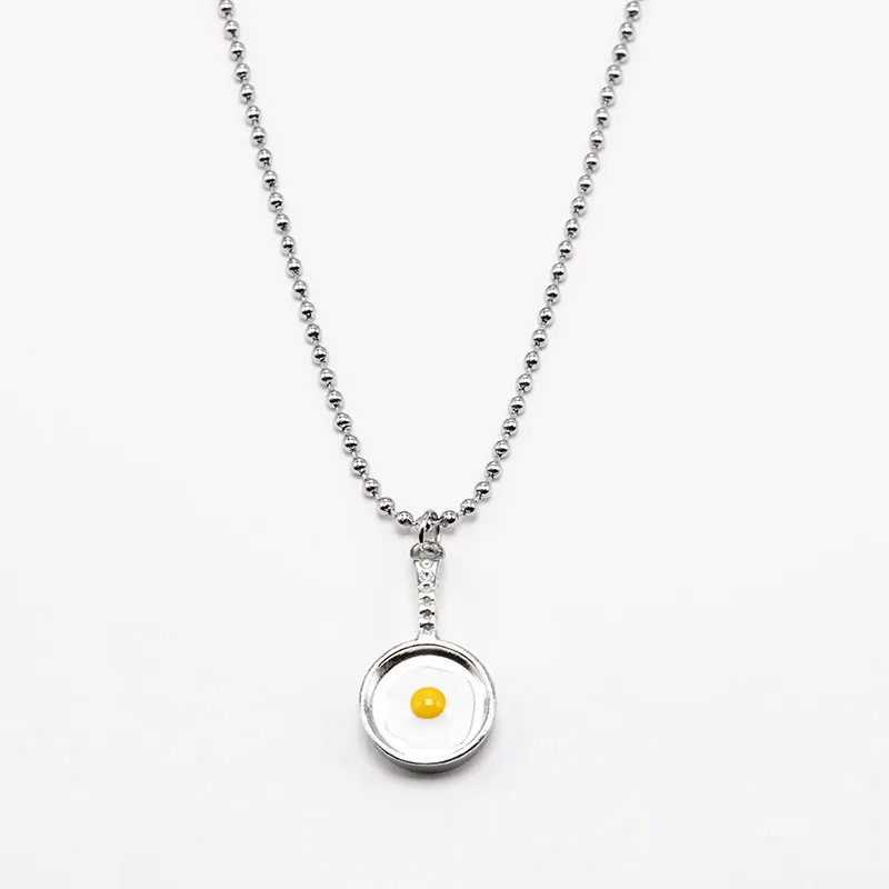 Betty DIY Spiegelei Anhänger Halskette für Frauen Mode Eier Bratpfanne Halskette Kette Geschenk
