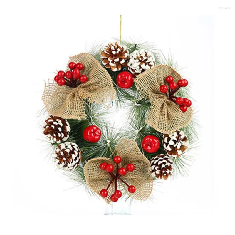 زهور زخرفية 38 سم جميلة عيد الميلاد إكليمة ديكور الباب المنزل واقعية ودائمة شجرة إكليل الزخرفة شنقا