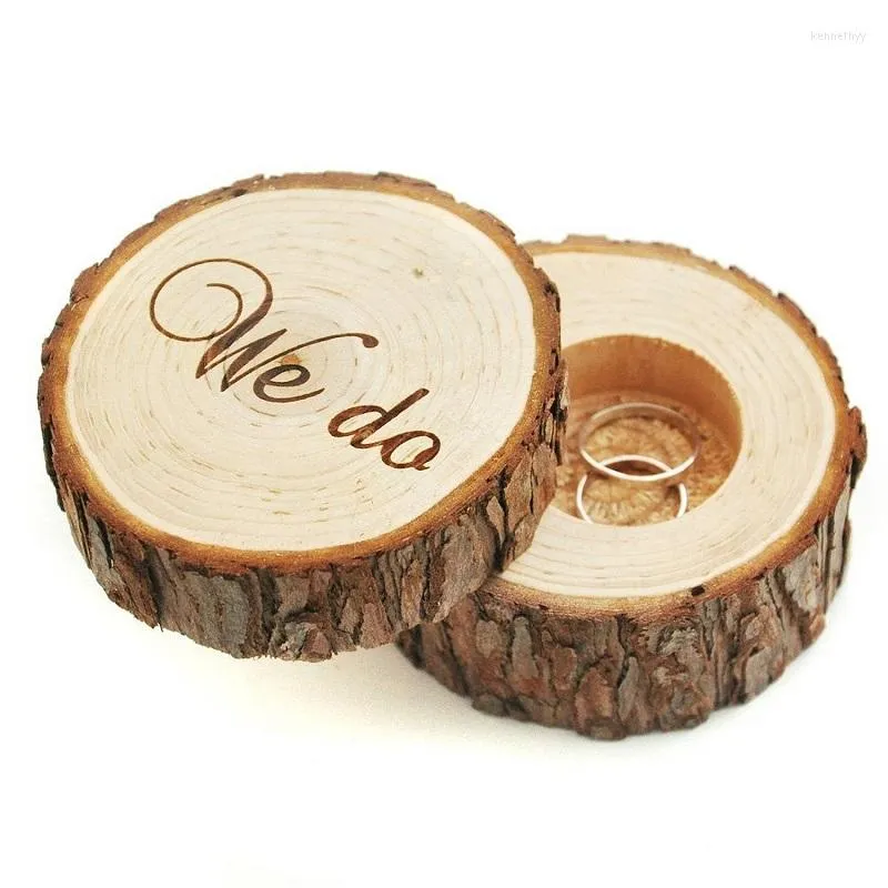 Ювелирные мешочки деревенское обручальное кольцо коробку с носителем персонализированный декор подарки деревянный держатель