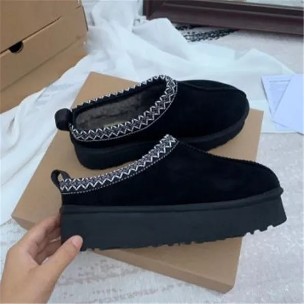 2022 Winter Tasmen Boot Dam Designer Snow Boots Fluffy Platform Mules Ankel Booties Skor Äkta läder Slip-on Lazy Warm Shoes storlek 35-40