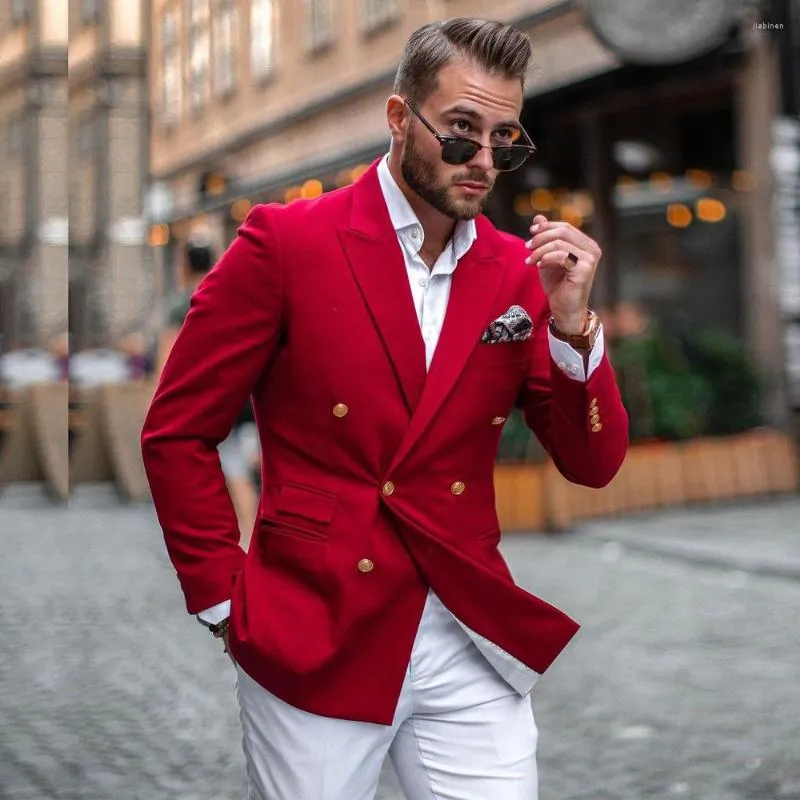 Custom Red Double Breasted Burgundy Prom Suit With Peaked Lapel Blazers Perfect For Prom And Groom Wear In White From Jiabinen 82.43 DHgate.Com
