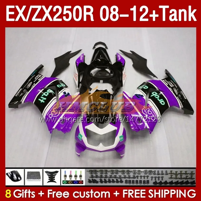 Kawasaki Ninja ZX250 EX250 R 2008-2012のタンク注入フェアリング163NO.174 EX ZX 250R EX250R ZX250R 2008 2009 2010 2011 2012 ZX-250R 08 09 10 11 12フェアリングパープルストック