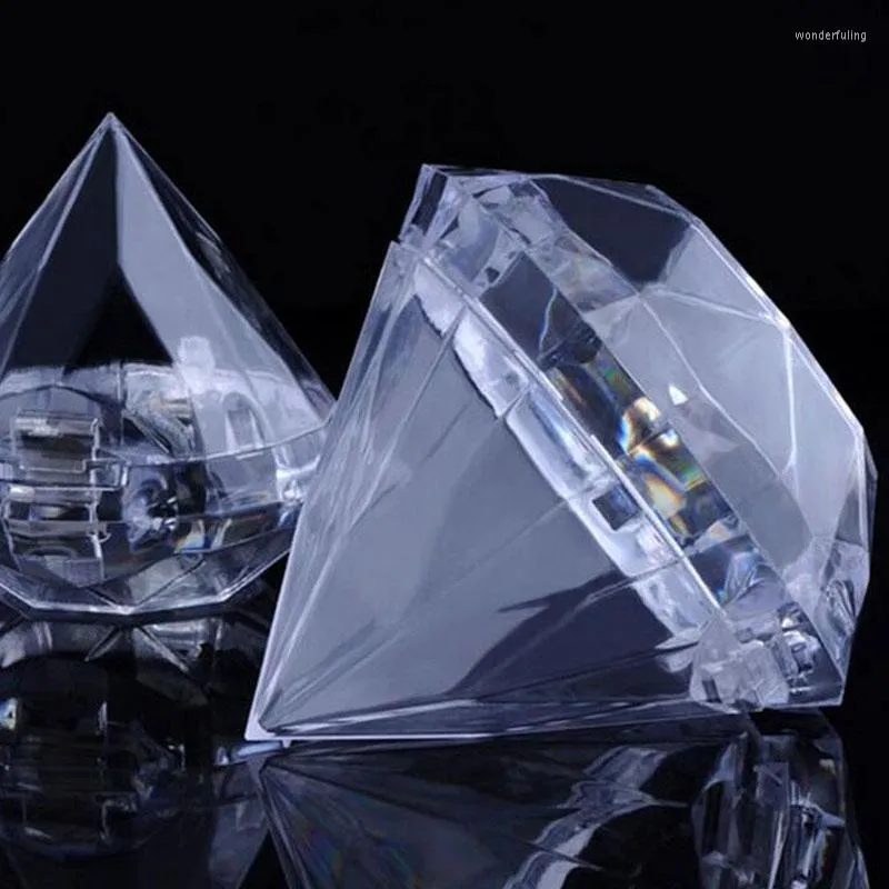 ギフトラップ100pcs/lot透明なプラスチックダイヤモンドキャンディボックスウェディング好意ボックススイートホルダーバンケットプレゼントゲスト