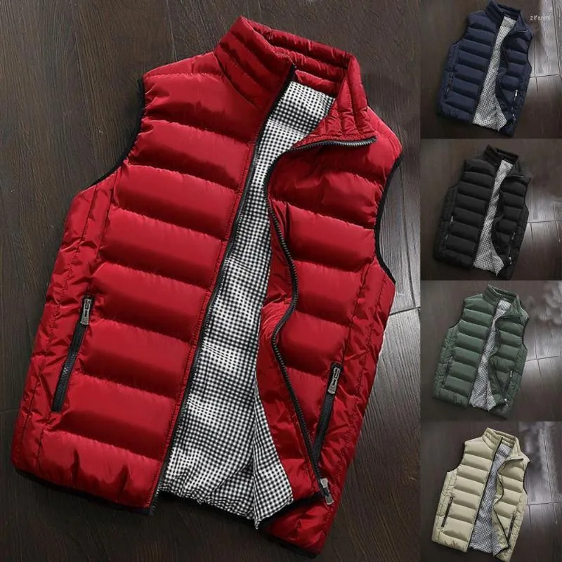 Men's Vests Men Vest Coat Jacket Waterproof Padded Thick Stand Collar Winter WaistcoatWaistcoat Plus Size Veste Homme Streetwear