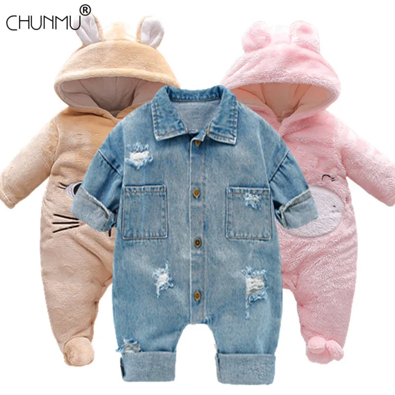 Rompers Autumn Baby Clothes Set Girl Denim Romper Boys Jumpsuit born Clothing Girls Outfit Infant Cartoon Giraffe Overall 221018