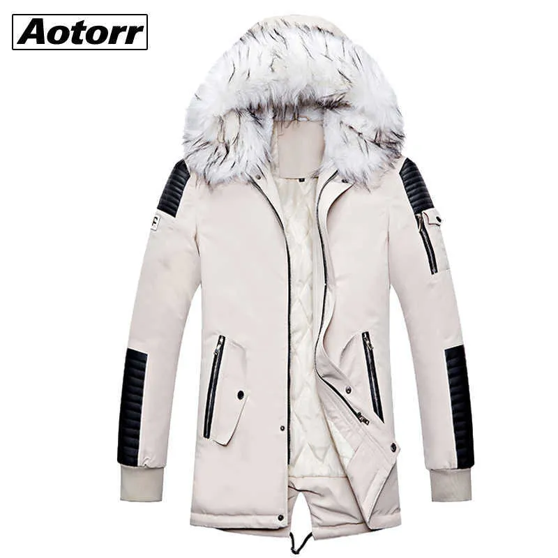 Hommes Vestes D'hiver Grandes Poches Épais Parkas Hommes Coupe-Vent Chaud Manteau Col De Fourrure À Capuche Alaska Vestes Épais Mâle Snowjacket Mode Outwear G221013