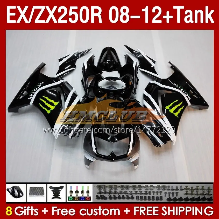 Kawasaki Ninja ZX-250 ZX250 EX250 EX250 R ZX250R 08 09 10 2012 163NO.217 EX ZX 250R EX250R ZX-250R 2008 2009 2010 11 12注入フェアリングブラック光沢