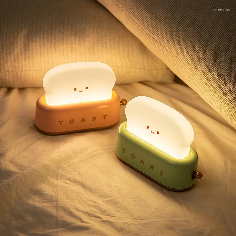 Nachtlichten schattig licht toast lamp dimable led bierblader USB oplaadbaar en timer setting kinderslaapkamer slaap