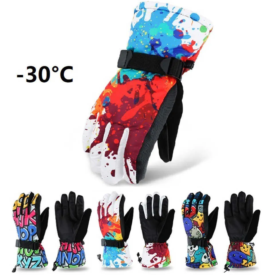 Gants de Ski Professionnel Adulte Adolescent Snowboard Moto Hiver Thermique Équitation Escalade Imperméable Neige L221017