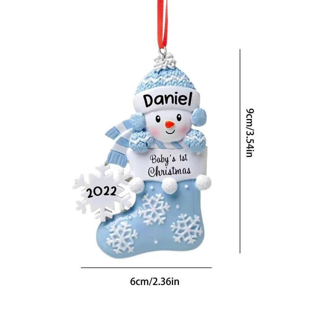 Baby First Christmas Ornament Christmas Ornaments 2022 With Snowbaby In Stocking With Snowflake Christmas Tree Ornament