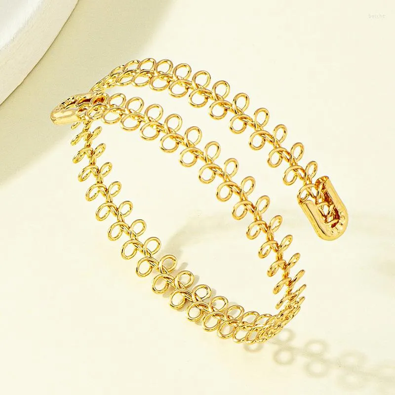 Bangle Fashion Personalized Gold Bracelet Bangles For Women Female Korean Charms Simple Hand Jewelry Adjustable Cuff Gift