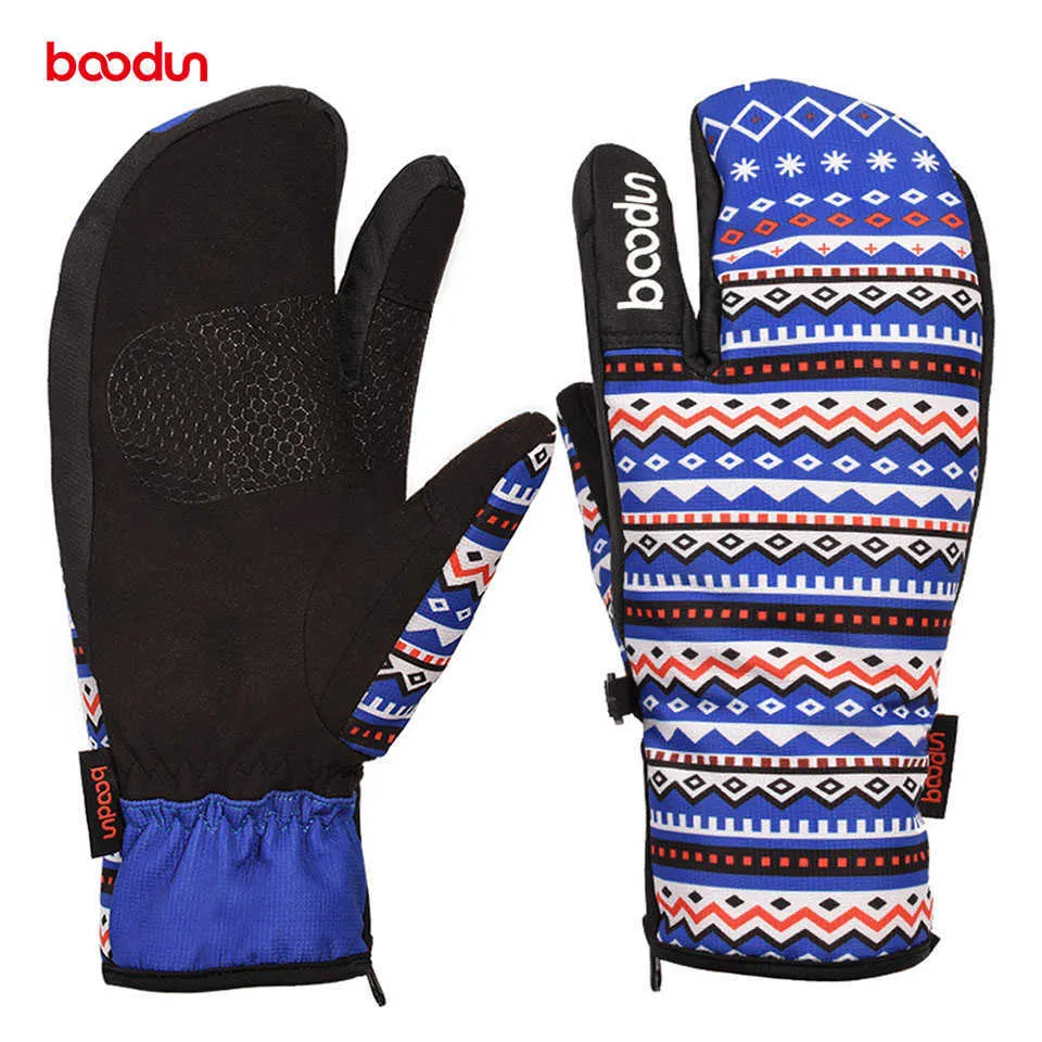 Skidhandskar BooDun Women Winter Waterproof Snowboard Glove Vuxen Vindtät Ing Sport Non-Slip Snow Cotton Warm Mittens L221017