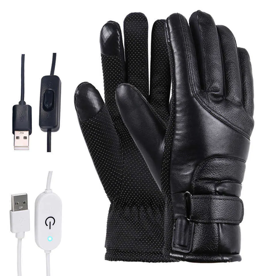 Ski Gloves Loogdeel Winter Electric Heated Gloves Windproof Cycling Warm Heating Touch Screen Skiing Gloves USB Powered For Men Women L221017