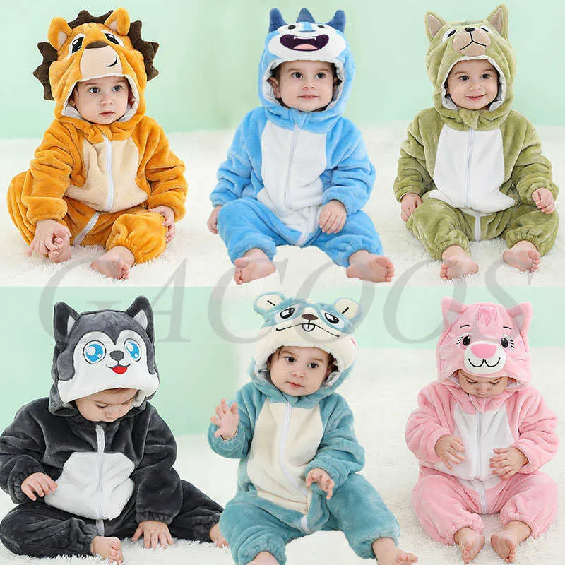 Pękama kopuła kamery Babi Girl Ubranie zimowe ciepłe flanela Jumpsuits One Piece z kapturem Zwierzęta Cosplay Cosplay Kostium dla dzieci Baby Rompers T221026