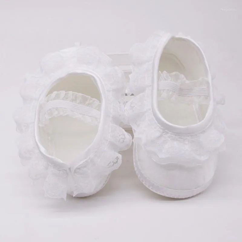 First Walkers Baby Girls Crib Shoes Lace Flower Katoen Zachtzolen Anti-slip Infant Toddler Kids Princess 0-18m