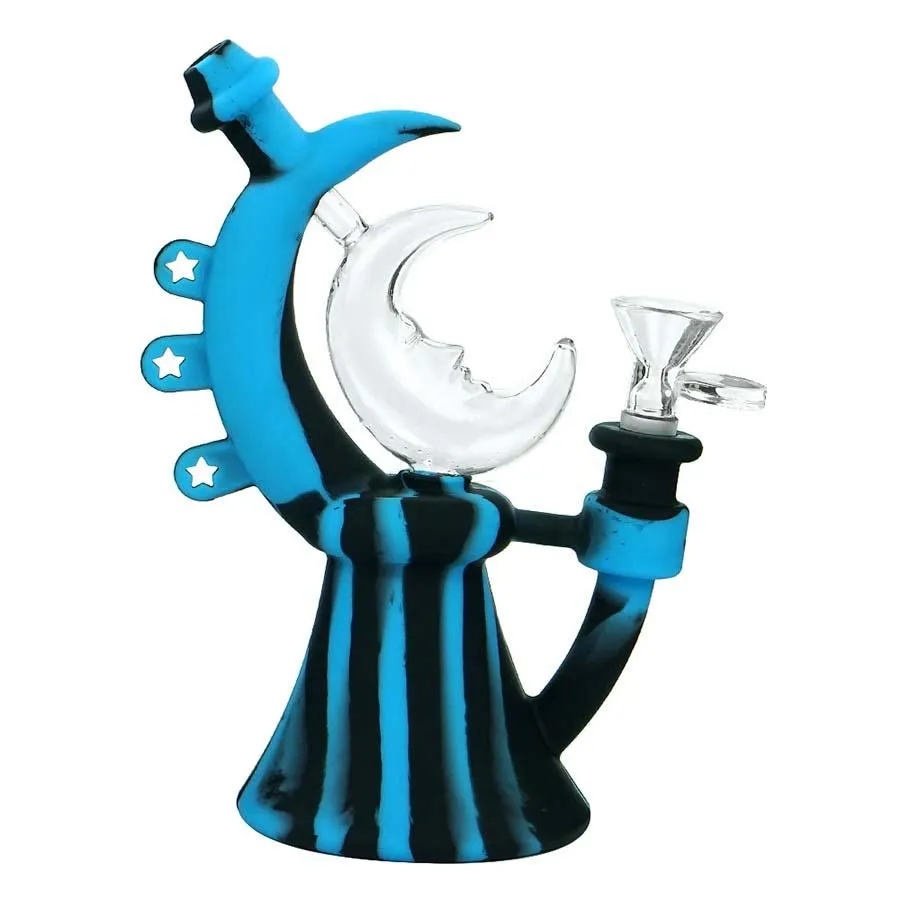 7.6inch Glass Bong Water Dabber Tool Dab Rig Hookah Smoke Bongs Tobacco Oil Burner Pipes Moon shape smoke accessory smoking shop