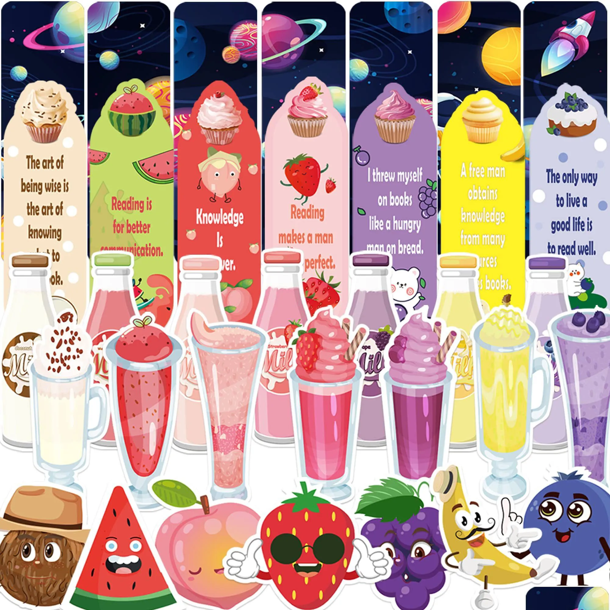 Bookmark Bookmark Scratch And Sniff Bookmarks Tema de frutas perfumadas 7 aromas Marcadores de página lindos para maestros Estudiantes Niños Adolescentes Libro Lov Dhive