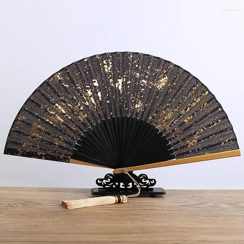 Heminredning Vintage Sprinkle Pattern Folding Fan Chinese Japanese Bamboo Hand Dance Wedding Gift