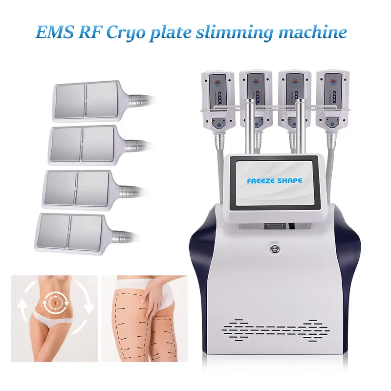 EMS Cryo RF-plaat Cryotherapie Afslankmachine Massager 4 Lipo-pads Cryolipolyse Lichaamsvorming Cellulitisreductie Vetbevriezing Schoonheidsmachines